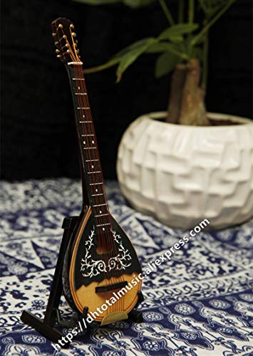 ZAMTAC Dh Miniature Mandolin Model Replica with Stand and Case Dollhouse Accessories Mini Musical Instrument Ornaments (Size: 18cm)