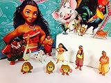 Disney Moana Movie Deluxe Mini Cake Toppers Cupcake Decorations Set with 12 Figures Include Moana, Maui, Pua, Heihei, Tui, Sina, Gramma Tala, Shark and More!