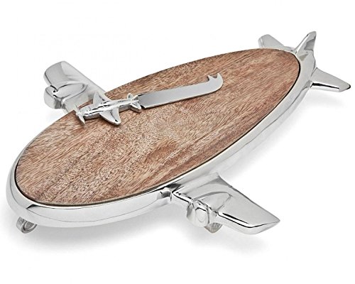 Click Here to See More Images Nickel Plated Airplane with Wooden Cheese Board