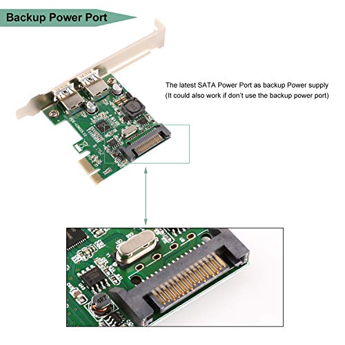 Ubit U3N02S with 2 Ports USB 3.0 Super Fast 5Gbps PCI Express (PCIe) Expansion Card for Windows XP、7、Vista、8、8.1、10 Desktop Computer-Build in Self-Powered Technology-No Need Additional Power Supply