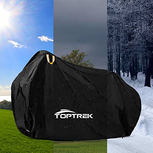 Toptrek Bicycle Cover, Waterproof 210T Oxford Fabric, High-Quality Bicycle Garage Tarpaulin, Waterproof 200 x 110 x 70 cm Bicycle Protective Cover with Bag