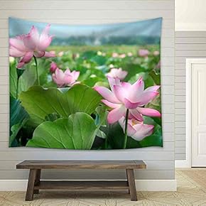 Lotus Flower Blossom - Fabric Wall Tapestry Home Decor - 51x60 inches