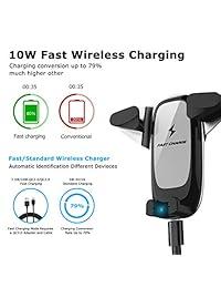 Mourun   Cargador inalámbrico de coche para iPhone XS Max, X, 8 Plus, Galaxy Note 9, S9 Plus, S8 y más Qi Enab, 10 W