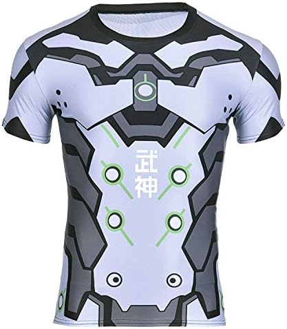 3D Print Armor Design Crew Neck Compression T-Shirt Muscle Tshirt for Men and Kids