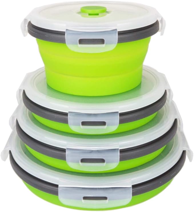CCyanzi Green Round Collapsible Food Containers Collapsible