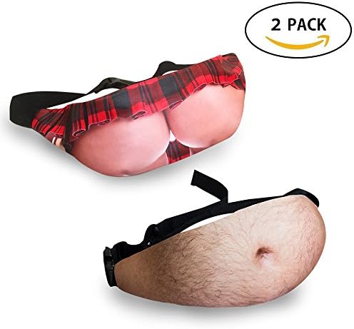 [2 PACK]Uydo Dad Bag Fanny pack 3D Men Beer Belly Waist Packs with Adjustable Belt for Cell Phone Holder Belly Bag for Running Hiking Shopping Cycling Walking