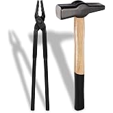 Blacksmith Forge Tools Wolf Jaw Tongs Hammer Kit For Blacksmithing Forging | Blacksmith Forging Tools Kit Wolf Jaw Tongs - 15" length and Blacksmith Hammer For Anvil Blacksmithing Forge Making Knife