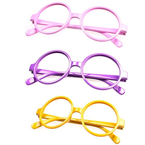 Set of 3 FancyG® Retro Geek Nerd Style Round Shape Glass Frame NO LENSES SET113