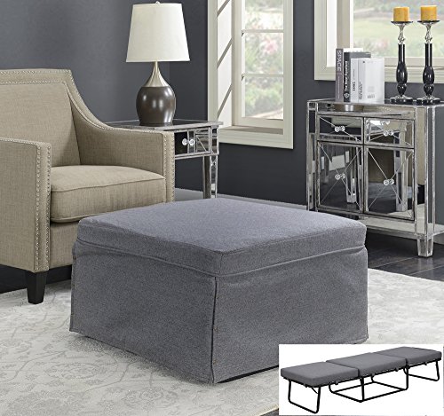 Convenience Concepts 143709FSGY Ottoman, Soft Gray Fabric