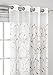 Creative Home Ideas Wavy Leaves, Embroidered Window Curtain with Grommets, Extra Wide Single Panel, 100% Polyester, Light Filtering, Sheer, Modern Drapes, 54