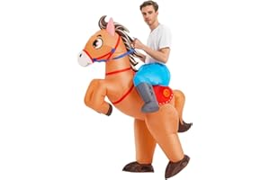 KOOY Inflatable Horse Costume Adult Riding Horse Costumes Cowboy Blow Up Funny Ride On Horse Suit for Men Women Halloween Party