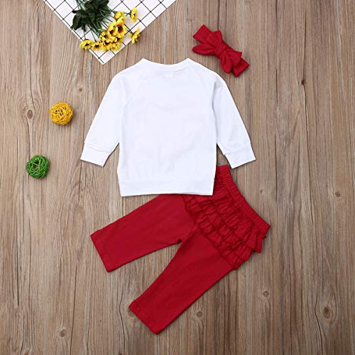 2Pcs Toddler Baby Girl Long Sleeve Ruffle Tops Sweatsuit Pants Outfits Clothes Set ... (Red, 6-12 Months)