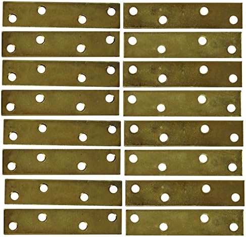 ProjectBasics 7/8 x 4-inch Brass Plated Mending Plates with Screws - 16-Pack