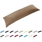 TAOSON 100% Cotton 300 Thread Count Body Pillow Cover Pillowcase Pillow Protector Cushion Cover with Zippers Only Cover No Insert (Khaki,21"x54")