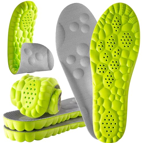 2 Pares Plantillas para Fascitis Plantar, Plantilla Ortopédicas para Mujer y Hombre, Plantilla para Zapatos con Apoyo de Arco, Plantilla Memory Foam Antifatiga, Aliviar el Dolor de Pies (Verde 25.5-28)