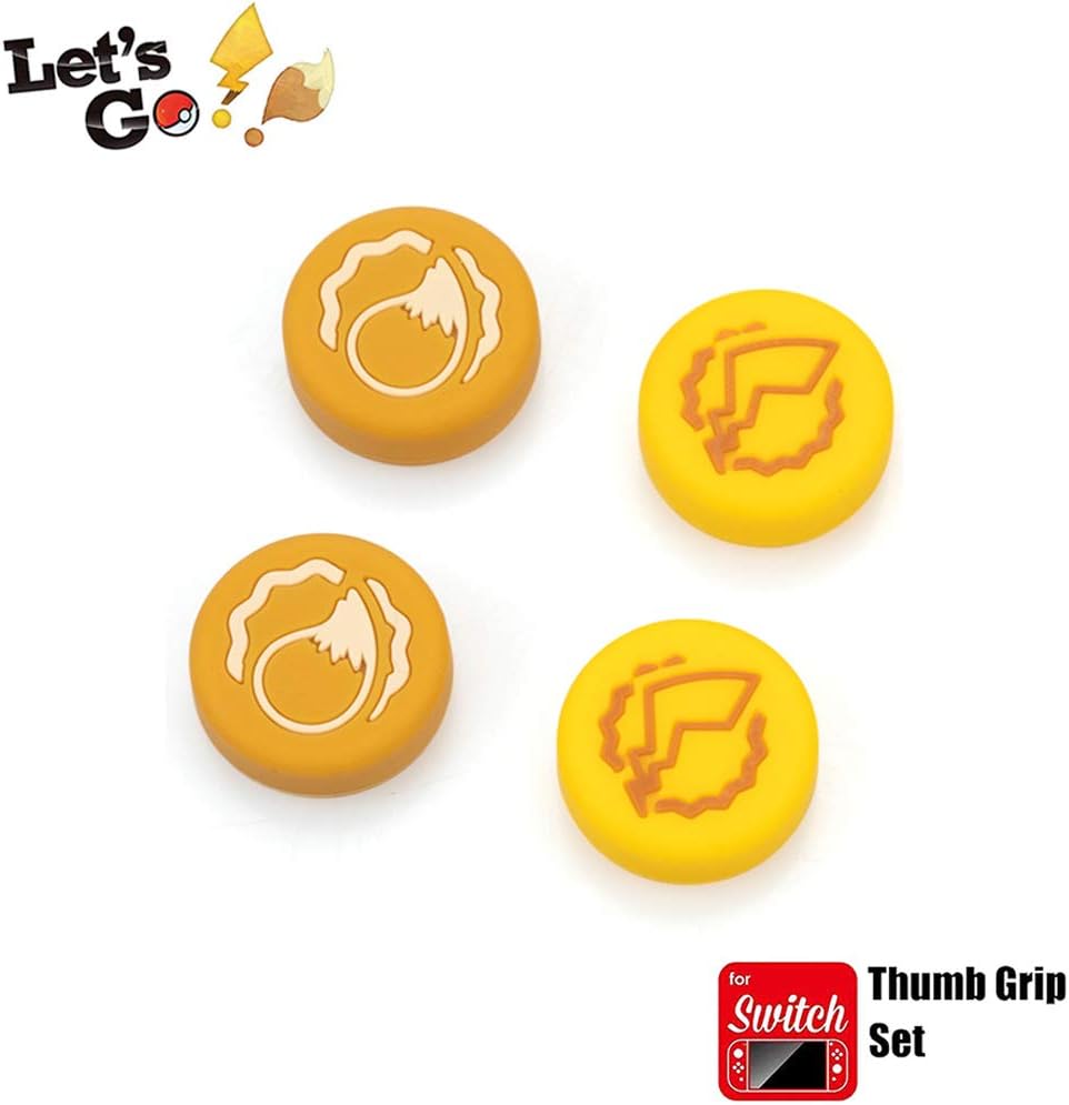 Coltum Joy Con Thumb Grip Set Joystick Cap Compatible with Nintendo Switch, Silicone Analog Stick Cap for Switch Lite โ Khaki+Yellow, 2 Pairs(4pcs)