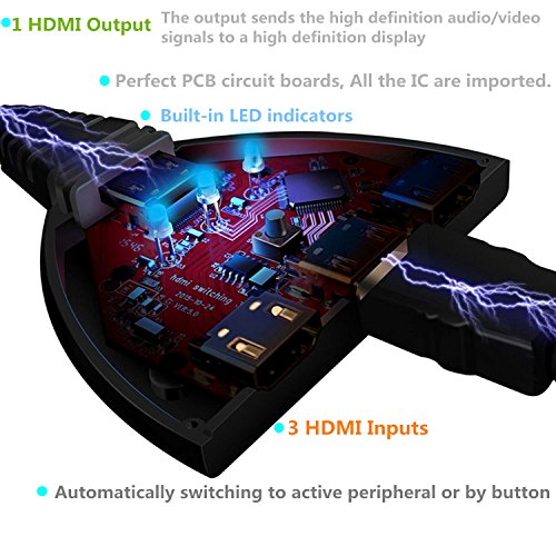 FARSAIL HDMI Switch HDMI Selector box Cable Switches Switcher Support Full HD 1080P and 3D for PC, Laptop, PS3, PS4, Xbox, TV Box, Blu-ray player, etc