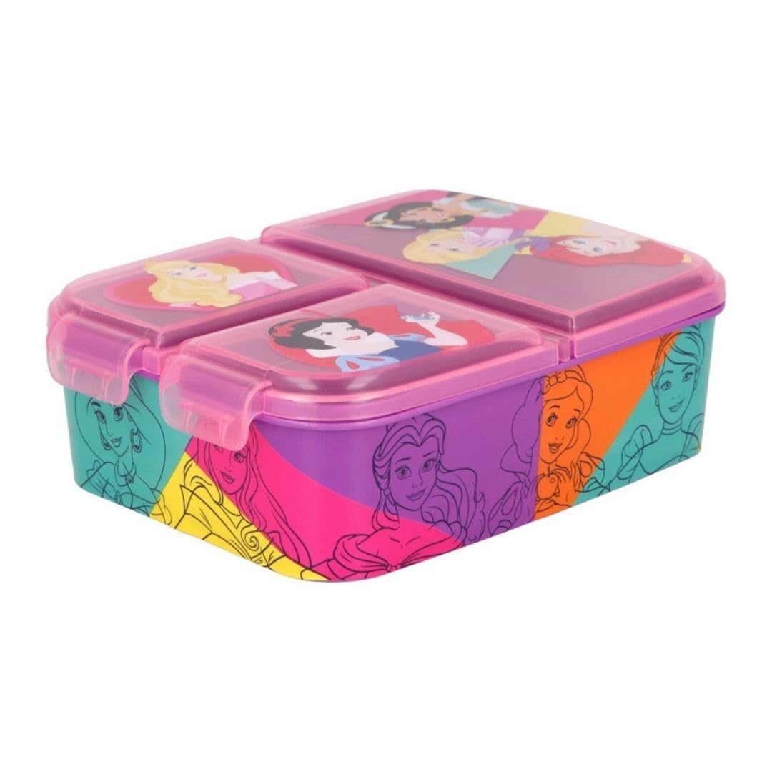 My sweety pop - Snack box - lunch box - for children - nursery - kindergarten - school - holiday - meal - 19.5 cm - gift idea - 3 compartments - princess - pink - girl