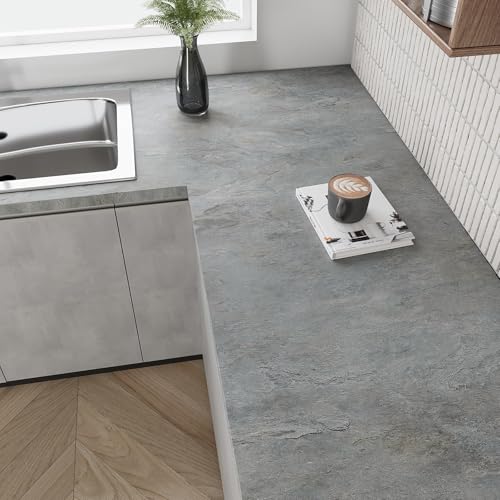VEELIKE Grey Concrete Wallpaper Peel and Stick 15.7x118 Inches Cement Wall paper Self Adhesive Waterproof Textured Vinyl Removable Contact Paper for Kitchen Backsplash Bathroom Cabinet Wall Decor