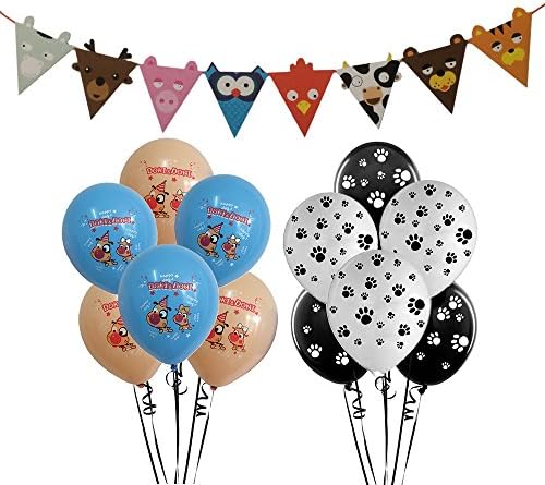 12-inch Black White Paw Latex Print Balloons (72 Count) - Animal Banne