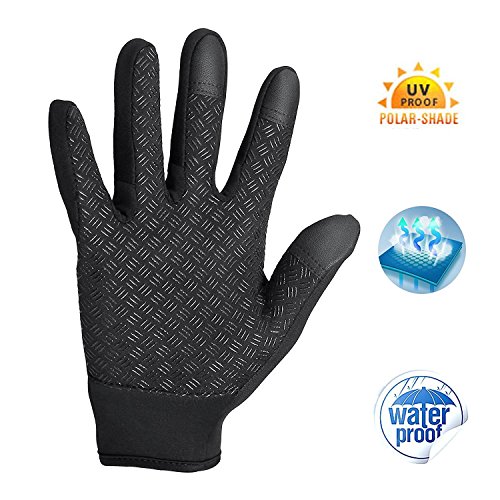 Waterproof Touch-Screen Gloves,with Full-Finger Design,for Outdoor Sports Climbing Dress Driving Cycling (Black, M) - Thumbnail 3