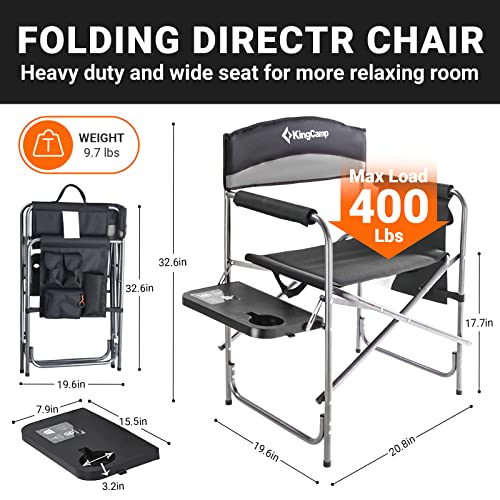 KingCamp Folding Camping Chair, Heavy Duty Portable Directors Style