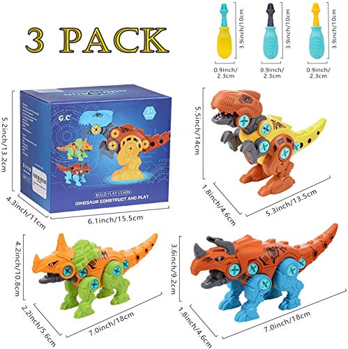 Tacobear 3er Dinosaurier Montage Spielzeug mit Schraubendreher Kinder DIY Baustelle Spielzeug STEM Spielzeug Geschenke… – Bild 4