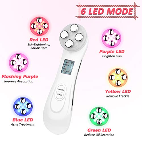 Skin Tightening Machine 5 in 1 Beauty Device EMS for Facial Lifting, Anti-Aging, Wrinkle Remover (white)