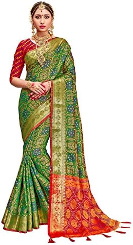 HEART N SOUL Indian Bollywood Sarees for Women Patola Silk Woven Saree l Tradional Wedding Wear Sari with Unstitched Blouse