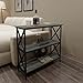eHomeProducts Weathered Grey Oak Finish 3-Tier Metal X-Design Bookcase Bookshelf Console Sofa Table