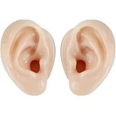 2 Pcs Silicone Ear Model, Fake Ear Models Left and Right Soft Flexible Model Fake Ear Piercing Practice,Realistic Silicone Ear Mold for Study Practice Teaching Tool, Jewelry Display