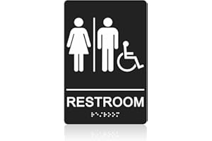 GicnKeuz ADA Braille Unisex Bathroom Signs,9 x 6 Inches Restroom Signs with Self-Adhesive Tape for Business or Office Bathroom and Toilet Door or Wall Décor