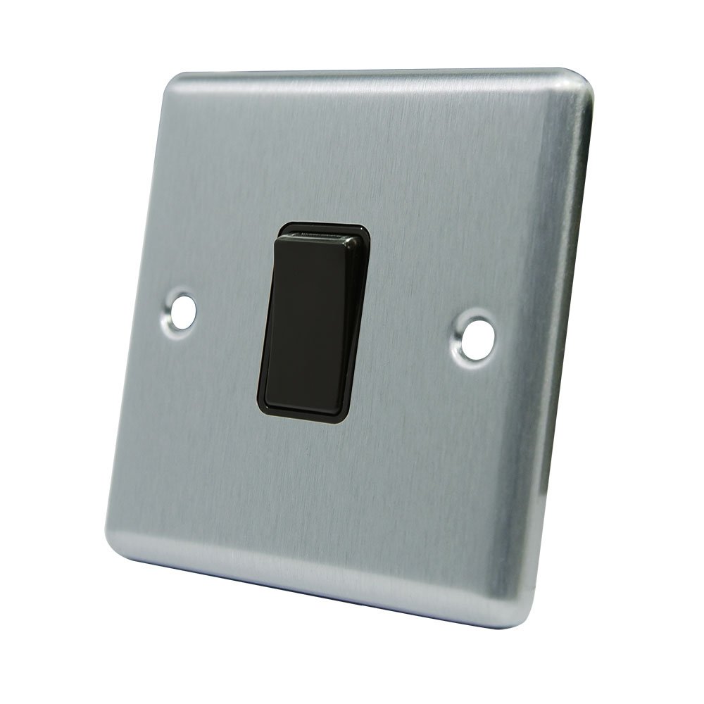 AET CSC1GSWIBLI 10 A 1-Gang Satin Finish Chrome Classical Intermediate Black Insert Plastic Rocker Light Switch