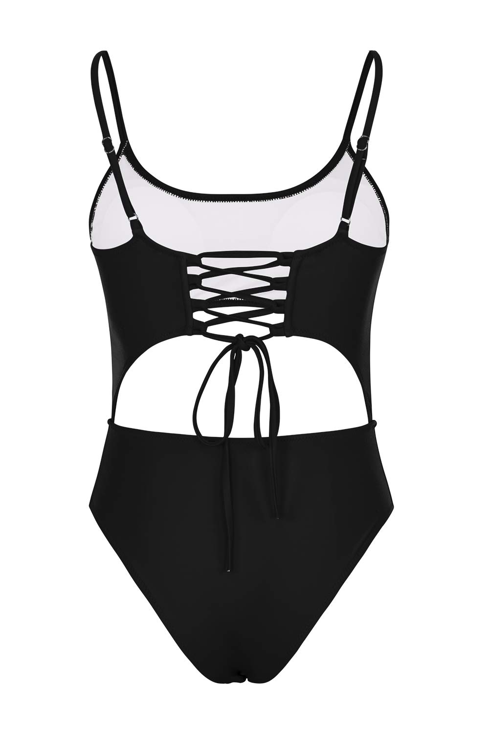 meyeeka womens scoop neck cut out front lace up back high cut monokini one piece swimsuit