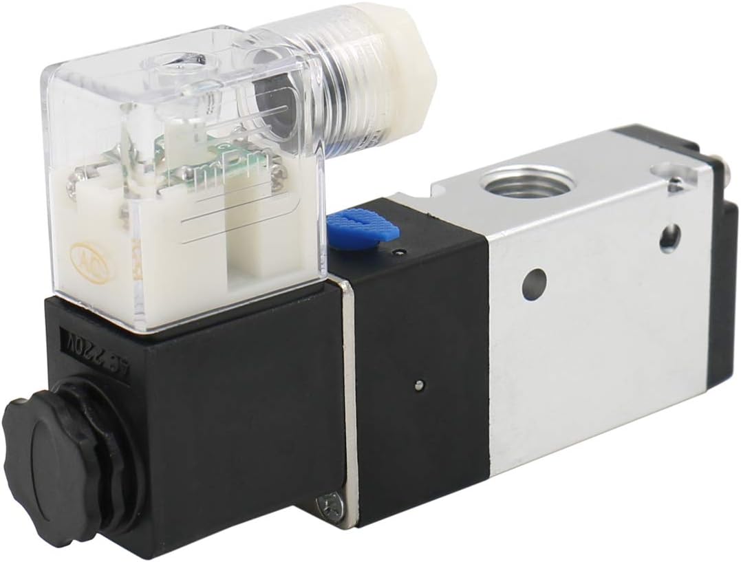 Heschen Electrical Pneumatic Solenoid Valve 3V210-08 PT1/4 3/2 Way (AC 220V), Silver, Black - Image 3