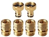 GORILLA EASY CONNECT Garden Hose Quick Connect Fittings. ¾ Inch GHT Solid Brass. 4 Female & 2 Male CONNECTORS.