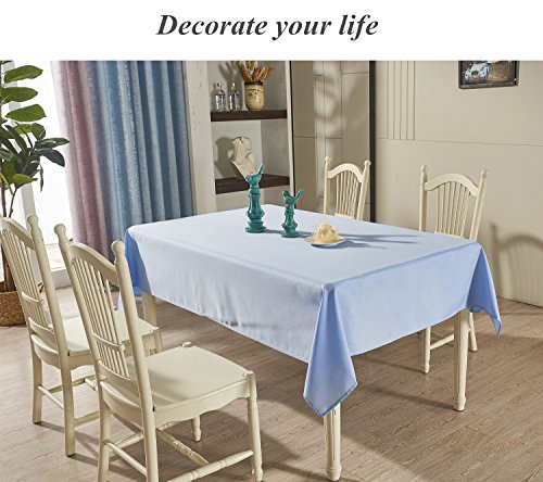 YEMYHOM Spill-Proof Fabric Rectangle Tablecloth for Dining Room, Wedding and Party (60 x 84", Light Blue)