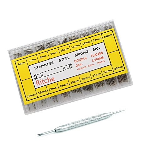 Ritche Professional 360pc Watch Band Stainless Steel Link Pins,spring Bars+remover Repair Tool (6-23mm)