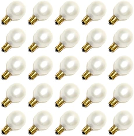 Sival 30122-5 watt 130 Volt G30 Candelabra Screw Base Pearl White (25 Pack) Christmas Light Bulbs
