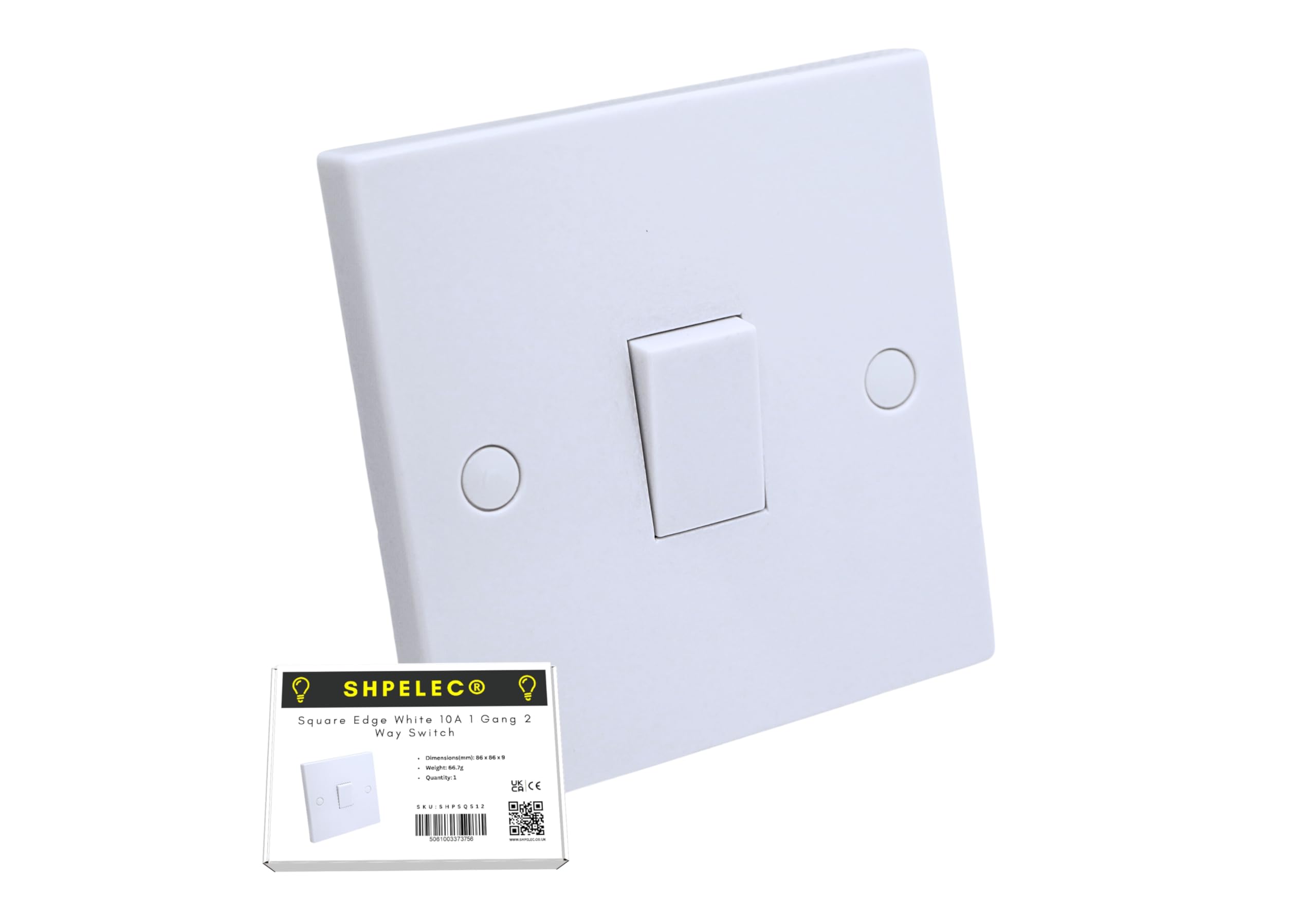 SHPELEC® Square Edge White 10A 1 Gang 2 Way Light Switch (3 Pack) — image 1