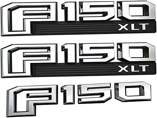 3x F150 XLT Fender Emblems F-150 Rear Tailgate Badge 3D Decal Nameplate Replacement for 2015 2016 2017 2018 2019 2020 F-150 Original Size Genuine Parts