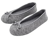HomeTop Women’s Elegant Cashmere Knitted Memory Foam Indoor Ballerina House Slippers/Shoes (Large/9-10 B(M) US, Gray)