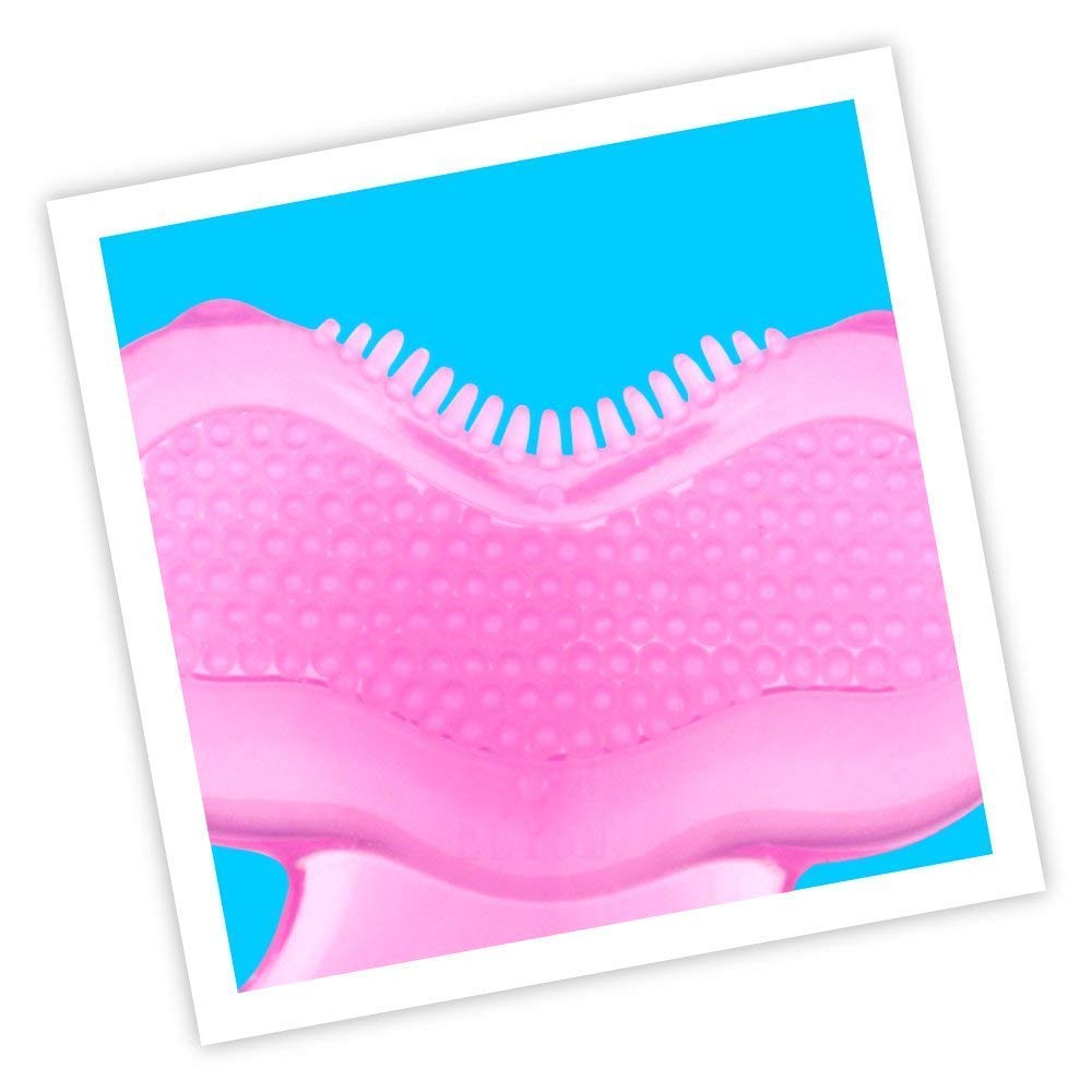 Nuby Silicone Teethe-EEZ Teether with Bristles (Pink-2 Count)