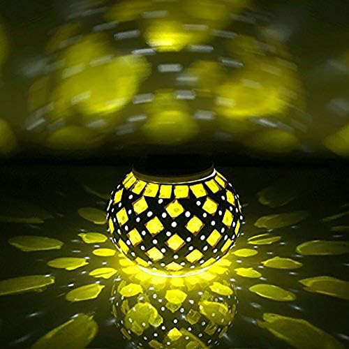Color Changing Solar Powered Glass Ball Led Garden Lights, Rechargeable Solar Table Lights, Outdoor Waterproof Solar Night Lights Bright Lawn Lamps for Decorations, Ideal Gifts (Fire) (Yellow Square)