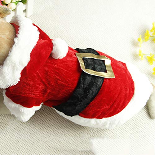 Letdown Pet Christmas Hoodie Puppy Dog Cat Santa Winter Warm Sweater Costumes Apparel (S, Red) - Thumbnail 4
