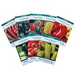 8-Pack Non-GMO Heirloom Sweet Pepper Seeds & Hot Pepper Seeds - Anaheim Pepper Seeds, Habanero Seeds, Banana Pepper Seeds, Bell Pepper Seeds, Jalapeno Seeds, Cayenne Pepper Seeds, Green Pepper Seeds