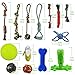 SHARLOVY Dog Chew Toys for Puppies Teething, 14 Pack Natural Cotton Dog Rope Toys with Ball Knot Tug of War Dog Toy iq Treat Ball Rubber Bone Durable Dog Chew Toys for Small Dogs Pet Toys Rope