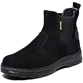 GUBANGDUN Steel Toe Work Boots for Men Slip Resistant Welding Work Boots Slip-on Safety Shoes for Industrial Construction