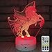 INSONJOHY Kids Night Lights Bedside Lamp 7 Colors Change Remote Control Timer 3D Night Light Kids Optical Illusion Lamps Kids Lamp As a Gift Ideas Boys Girls (Unicorn)