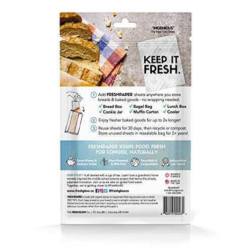 THE FRESHGLOW CO FRESHPAPER Keep Baked Goods Fresh, 8 Reusable Food
